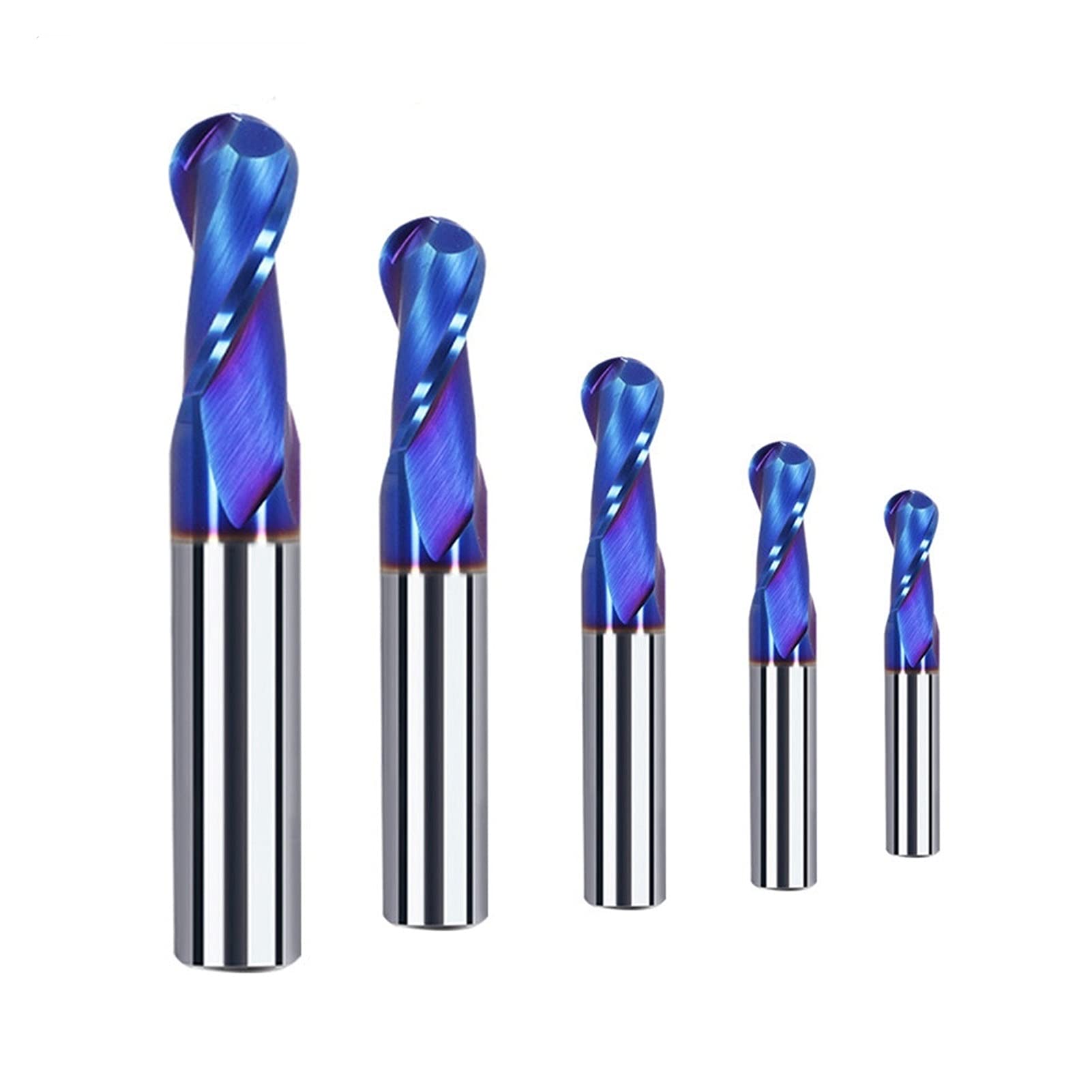 TBZOQAID CNC Milling Bits - HRC 65° Cutter Ball Nose End Mill 2 Flutes Tungsten Carbide Steel Tools R0.5mm R10.0mm Spiral Cutters(R4.0xD8xL100)