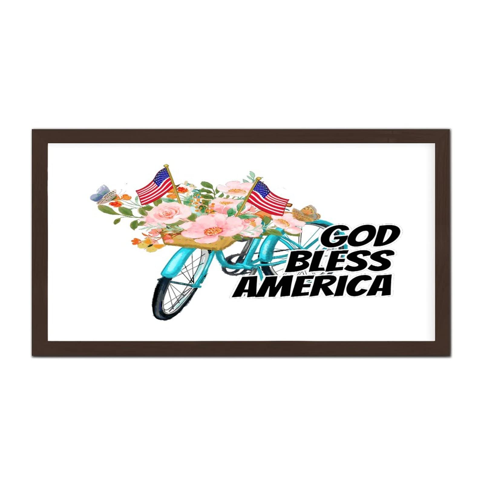 Plaque God Bless America en bois pour décorer un mur d'entrée vide