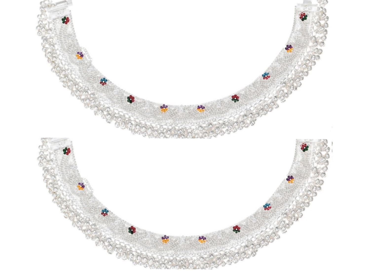 womensky Women and Girls Silver Plated White Metal Payal Anklets Indian Traditional Ethnic Fashion Foot Jewellery Artificial Alloy Anklet-picture-42