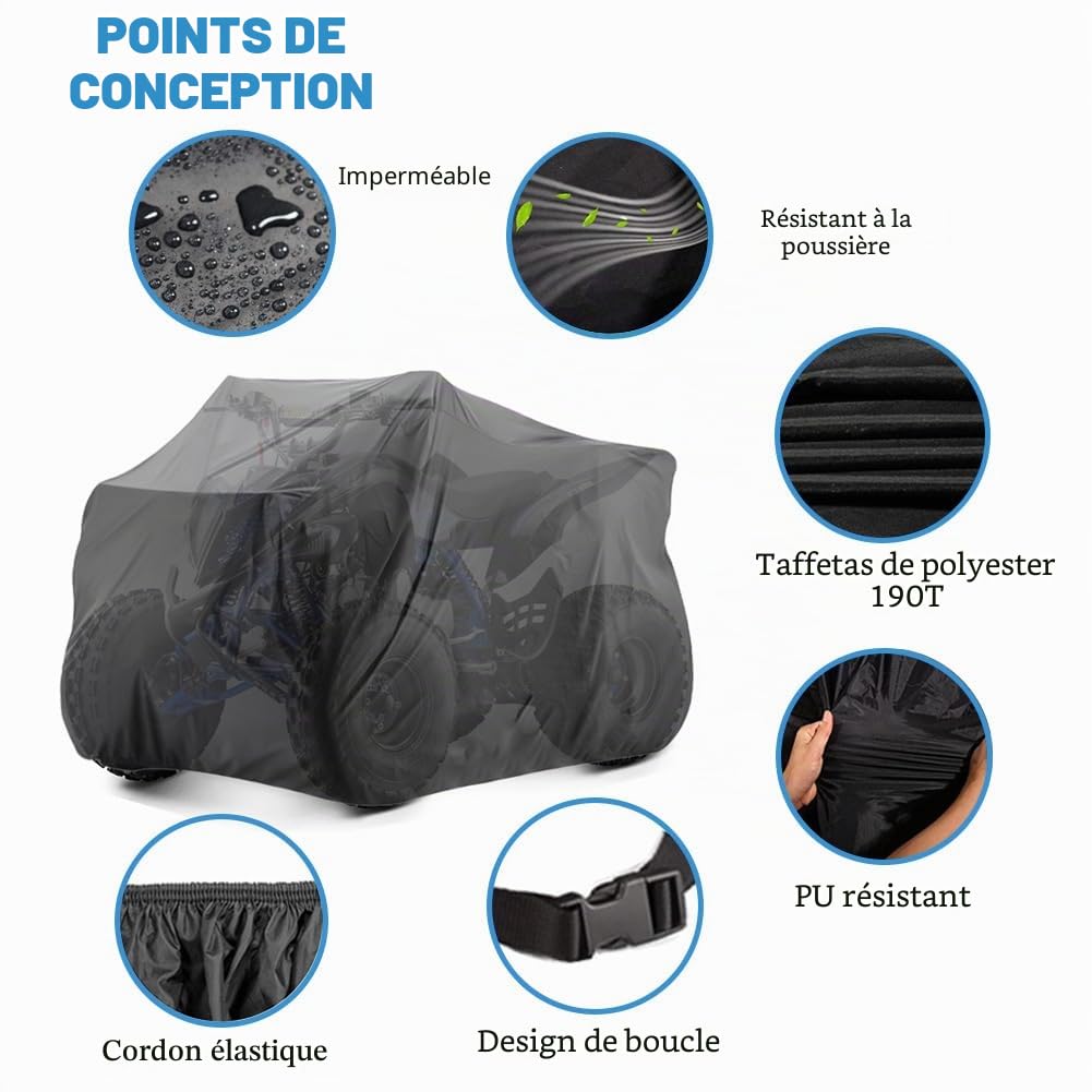 Bâche de protection imperméable pour quads à 4 roues - Pour Polaris, Yamaha, Suzuki, Honda, Kawasaki, Kart