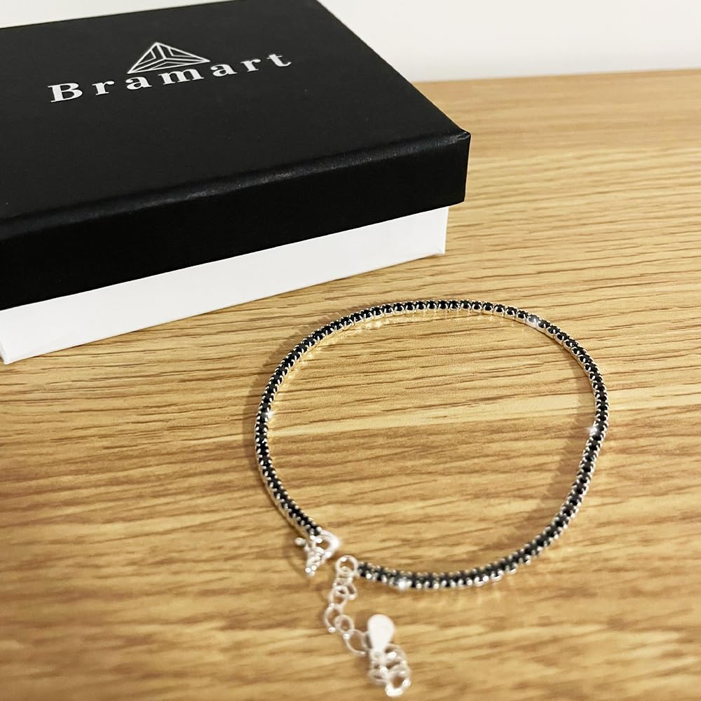 Bracciale Fratello Tennis Uomo con Pietre di Zirconia Cubica Idea regalo Compleanno per lui Finitura in Oro Bianco Argento 925 Natale fratelli - Cofanetto con DEDICA incluso