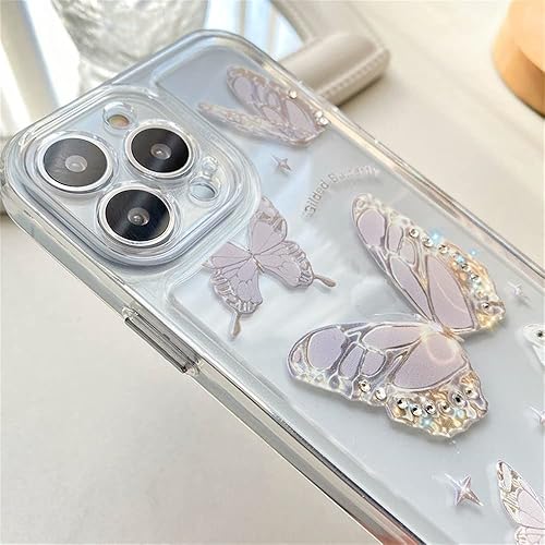 Miniatura 7 de Fycyko Compatible con iPhone 11, bonito diseño de mariposa transparente, diseño estético para mujeres, adolescentes y niñas, con purpurina, bonito