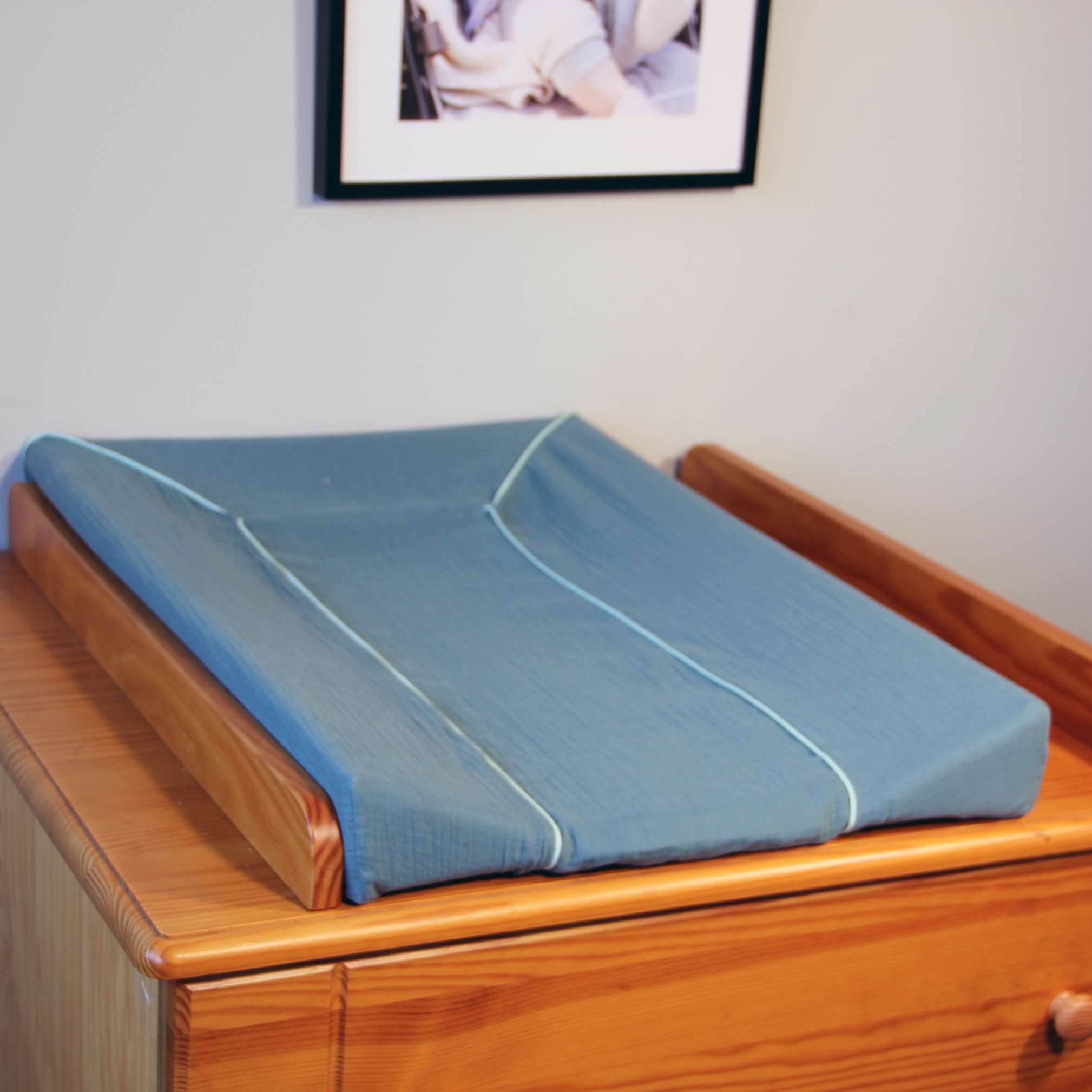 Looping - Colchón cambiador para bebé con funda de algodón, tamaño grande (78 x 50 cm), PVC impermeable, fabricado en F | Eucalipto