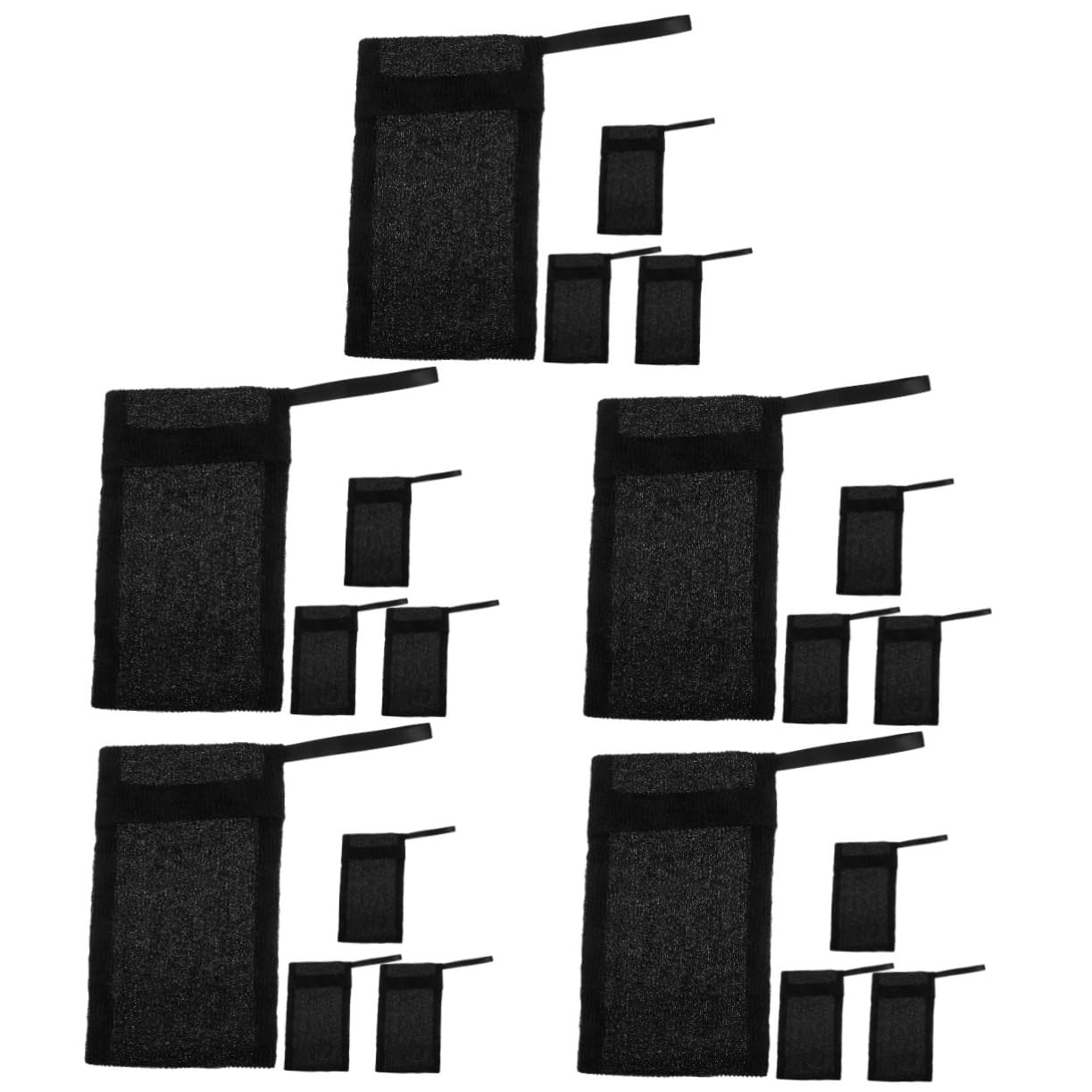 FRCOLOR 20 Pcs Soap Foaming Mesh Bag Drawstring Soap Pouch Dish Soap Dispenser Self Draining Shower Bar Soap Foaming Net Travel Soap Container Exfoliating Soap Net Sponge Nylon Fiber Black