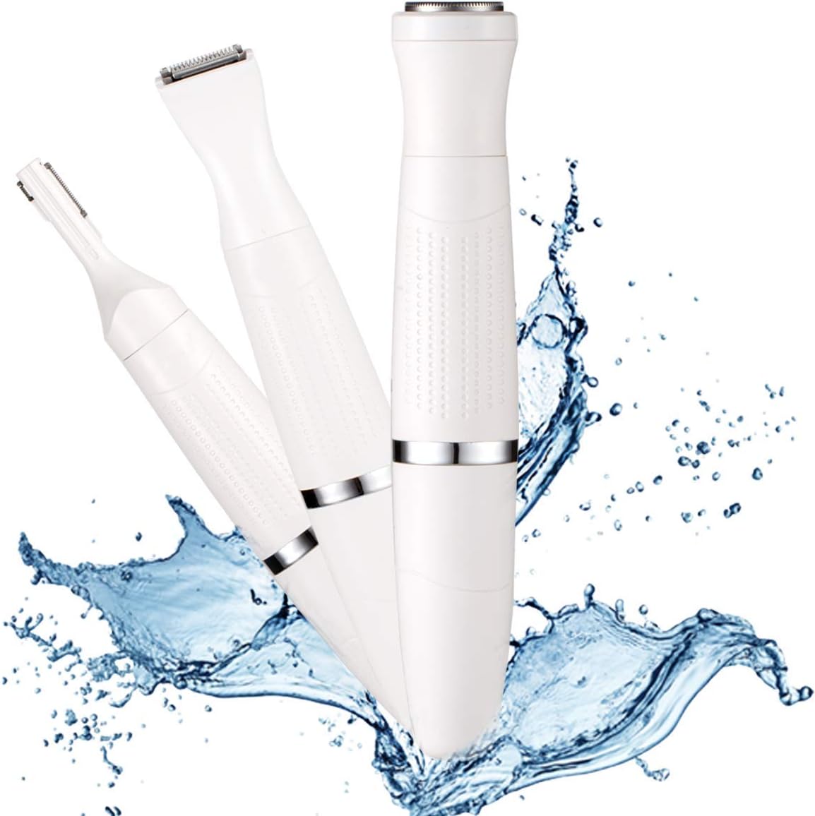 bikini trimmer for woman ladies razor electric shaver waterproof 3 in 1 palmperfect facial hair removal trimmer for bikini area legs underarms pubic hair,AA battery Powered,wet or dry use (white)