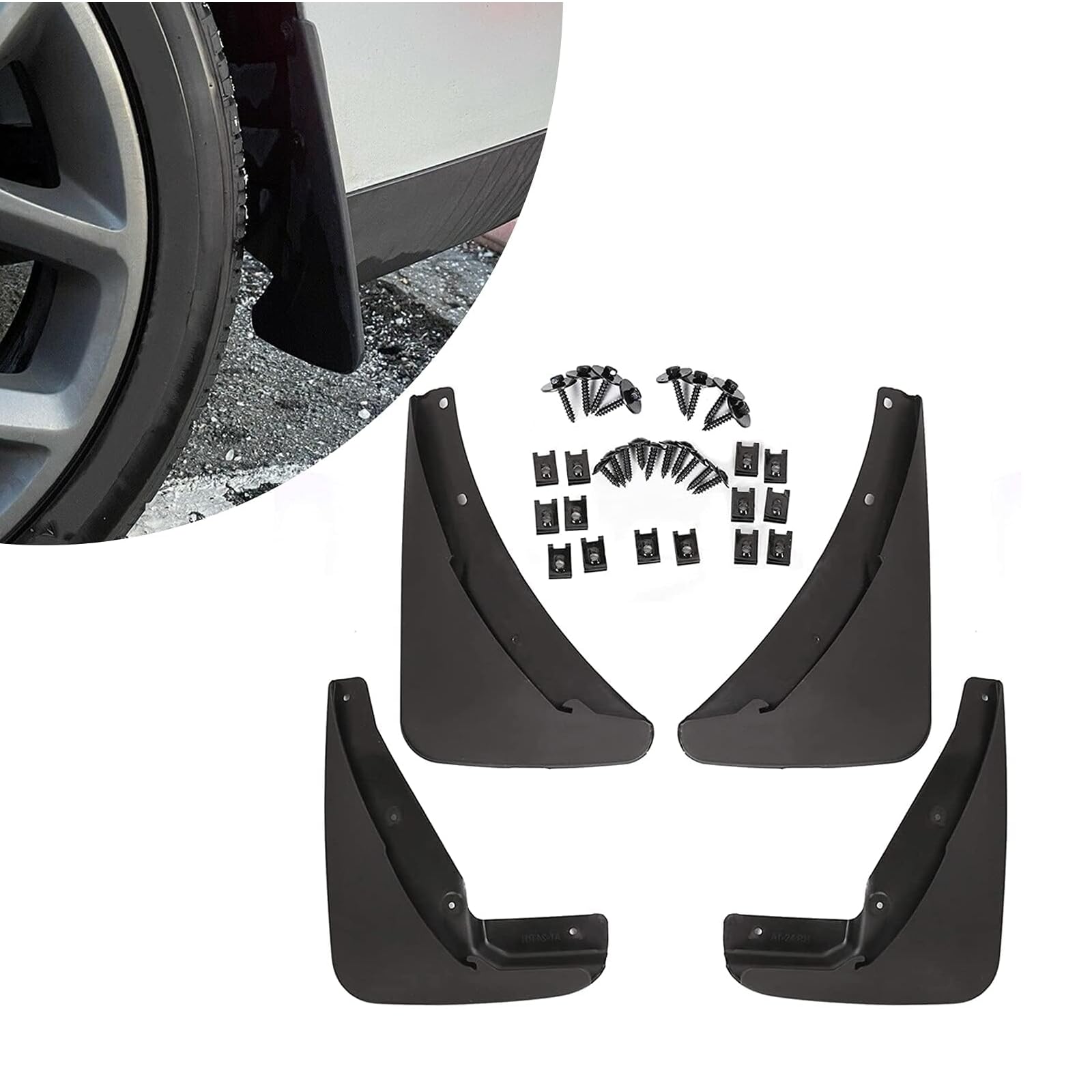 ECOTRIC Mud Flaps Guards for 2015-2018 Dodge Challenger Splash Molded 4 Piece Front&Rear