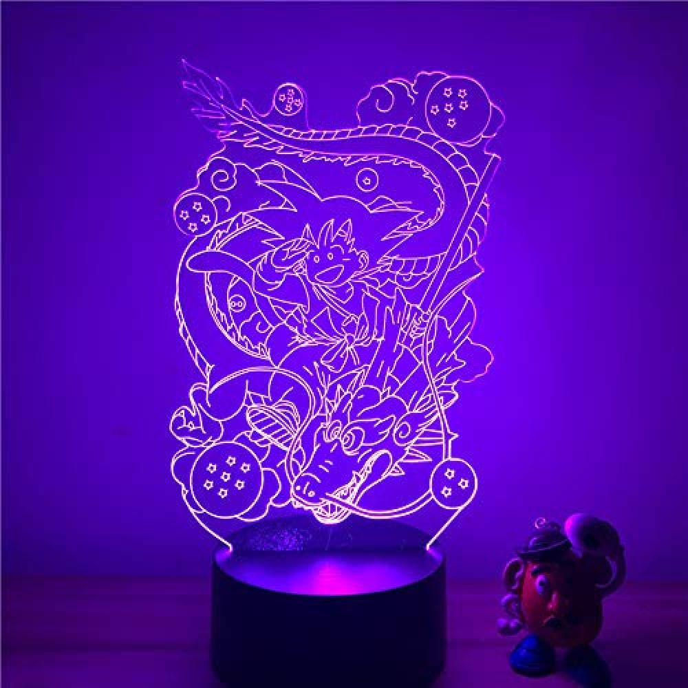 althiqahkey 3D Illusion Lamp 3D LED Night Light dragon-ball Goku Super Saiyan Action Figure 7/16 COLORS Touch Optical Illusion Table Lamp Home Decoration Mode-Goku B
