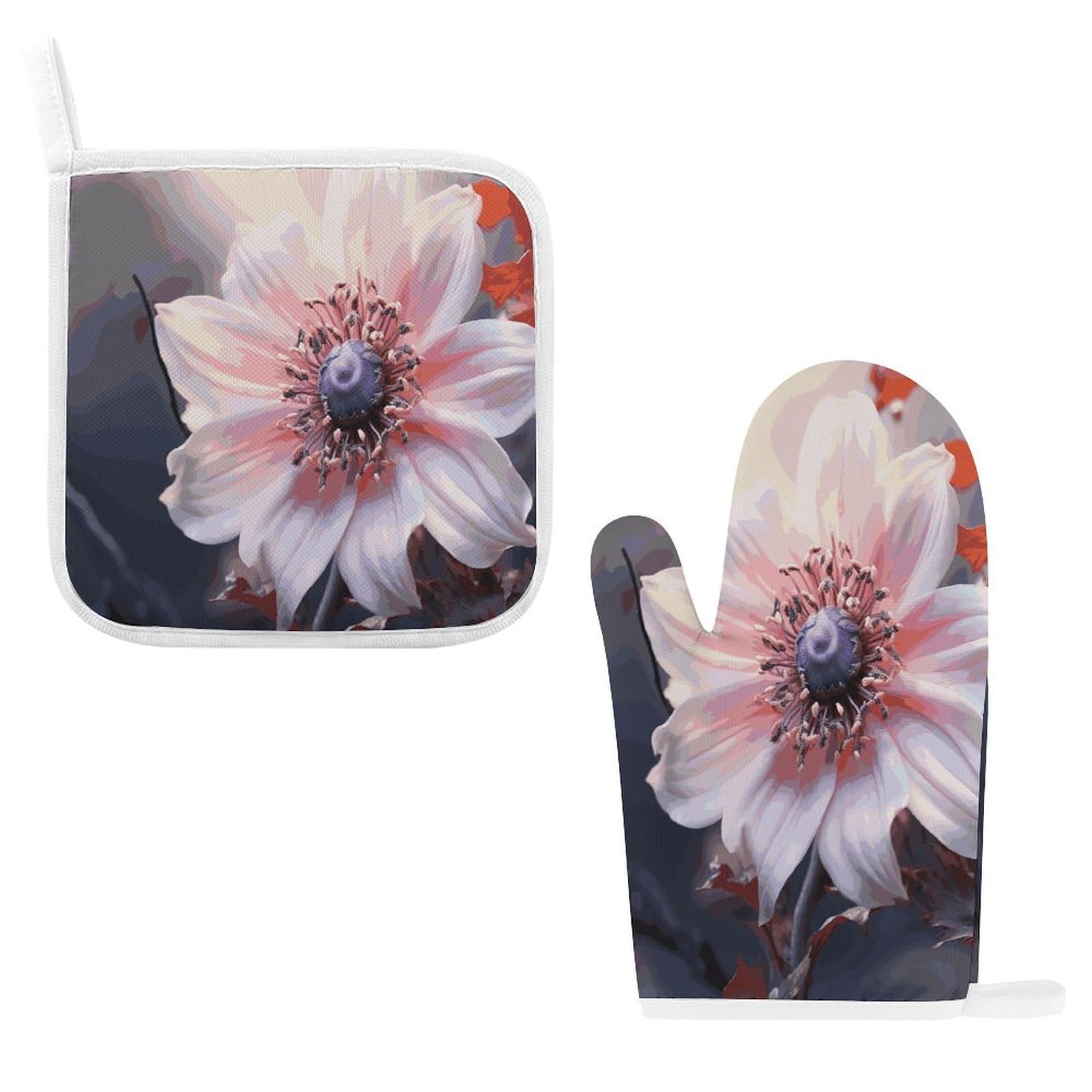 Fodpand Style Flower Blossom Oven Mitts And Pot Holders Sets