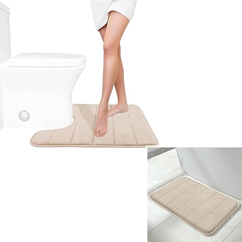Yimobra Tapete de baño de espuma viscoelástica, tamaño grande, 31.5 x 19.8 pulgadas + forma de U de 24 x 20 pulgadas, suave y cómodo, súper