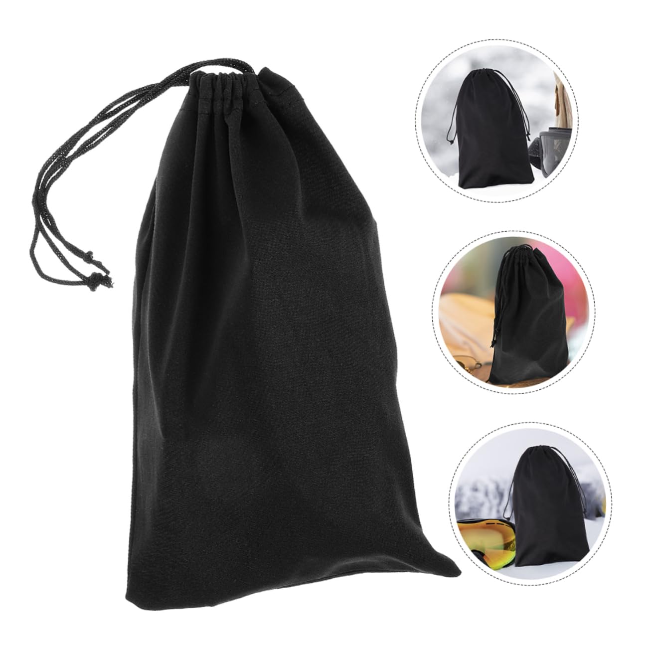 Sosoport Borsa per Occhiali da Sci Occhiali da Sole Stringa Adulto Sacca da Sole Viaggio Astuccio Porta Occhiali Nevicare Sciare Occhio Fibra Superfine Nero