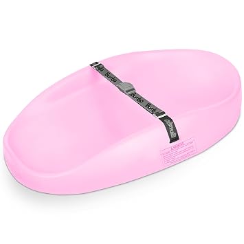 Bumbo Baby Changing Pads for Dresser or Table Top, Portable & Wipeable Non Slip Soft Contoured Diaper Change Station with Harness, Cradle Pink