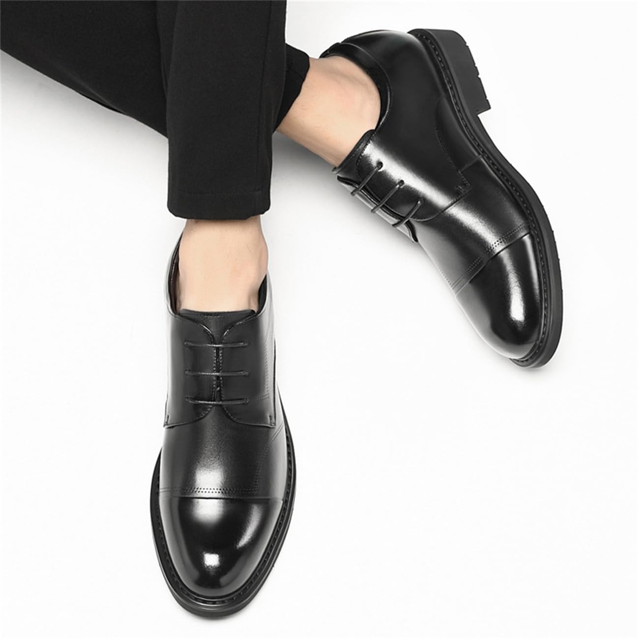 VIBLiSS Scarpe per Aumentare L'altezza per Gli Uomini, Scarpe Eleganti Formali Antiscivolo Elevator Business Oxfords Che Aumentano L'altezza