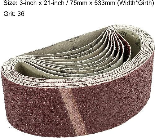 TA-VIGOR 10Pcs 75mm x 533mm Sanding Belt 36 Grit - Image 2