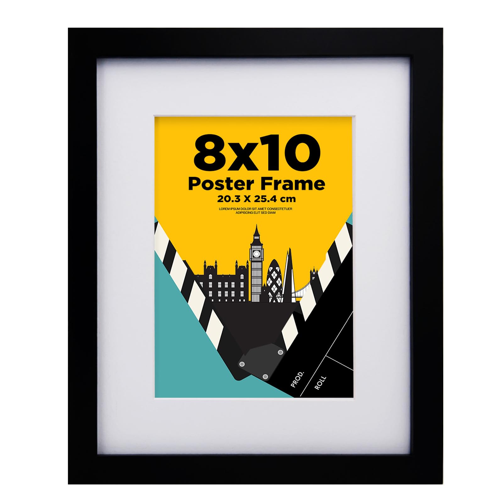 Egofine Black 10X8 Picture Frame,100% Solid Wood Frame With 7X5 Mat,10X8 Photo Frames With Plexiglass,20X25 Cm Poster Frames For Tabletop And Wall Mounting,
