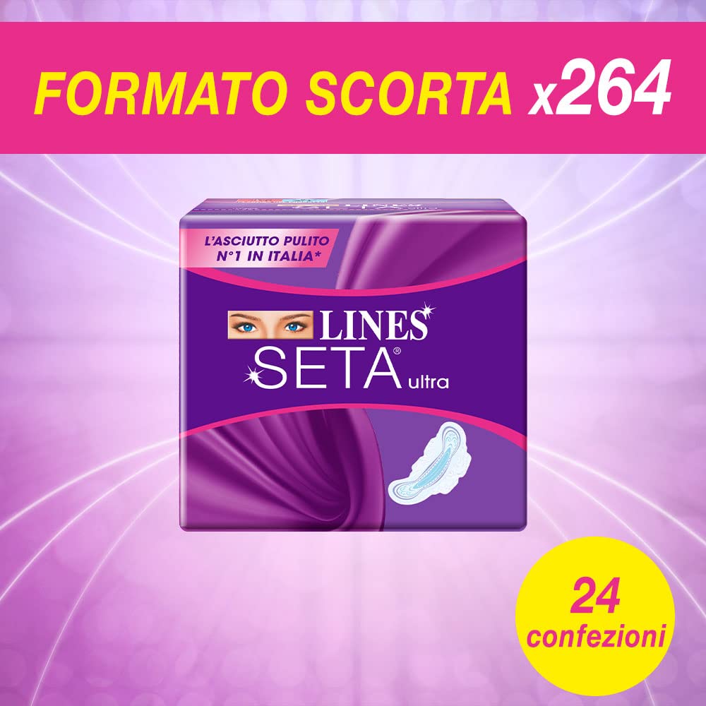 LINES SETA ULTRA LUNGO ALI, 24 Confezione da 11 assorbenti (264 assorbenti)