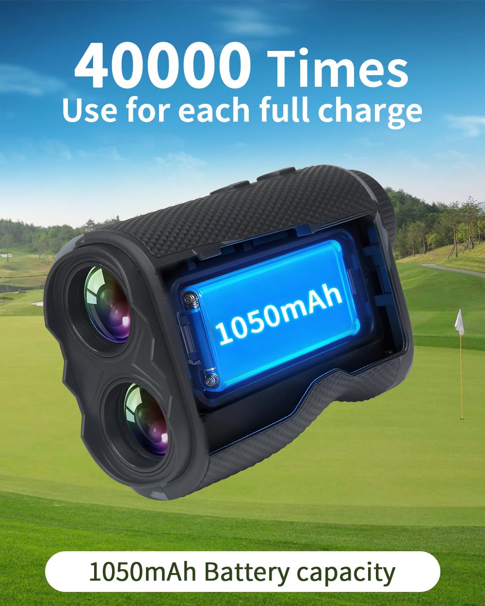 Lensaylx Télémètre laser de golf avec pente, grossissement x7, verrouillage du mât de drapeau, étanchéité IPX4, batterie rechargeable, bande magnétique pour golf et chasse 1 200 m