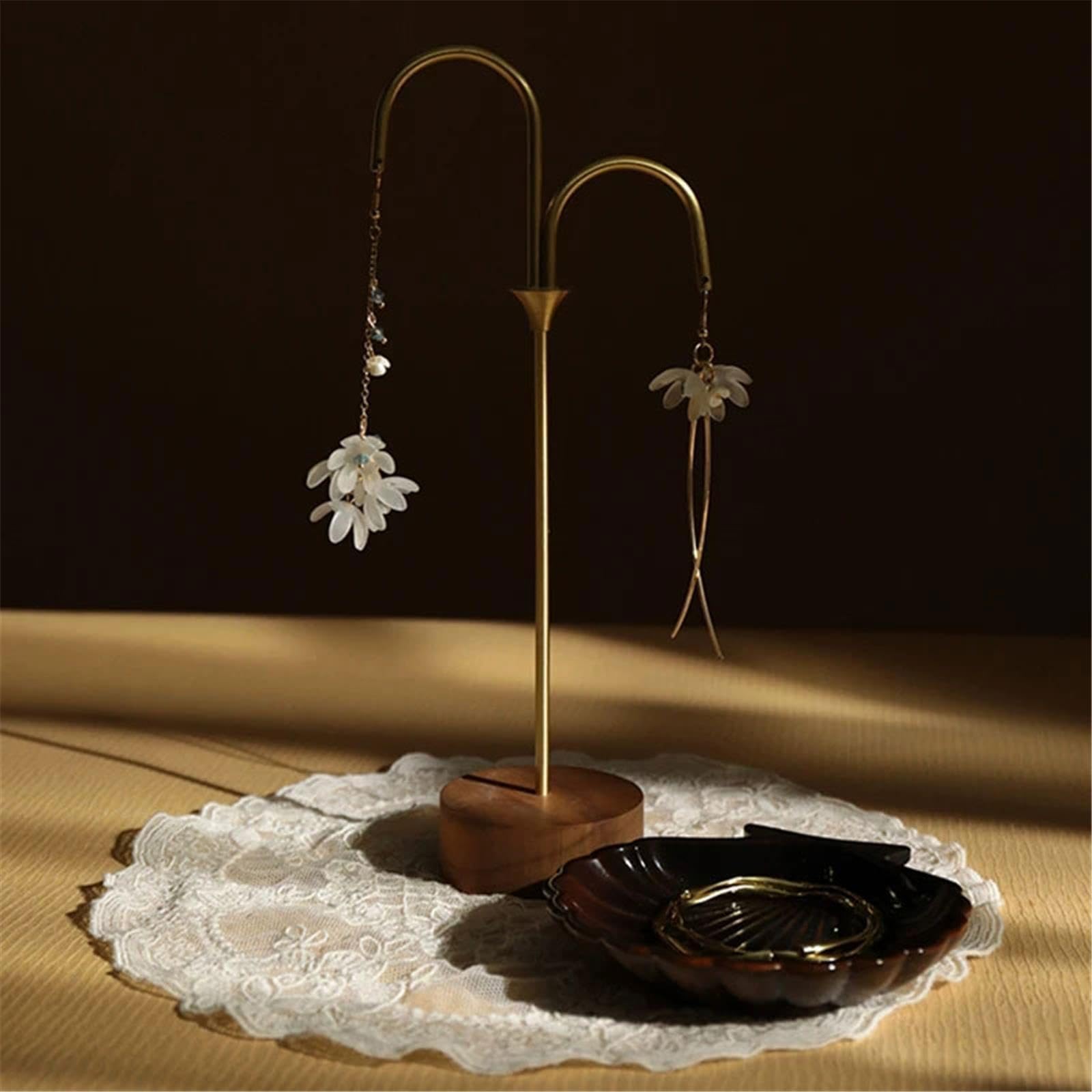 Présentoir à bijoux Ensemble de présentoirs à bijoux 3 pièces avec tapis en tissu dentelle