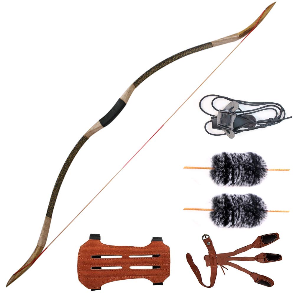 Archery Recurve Bow 5Set,Traditional Hunting Longbow for Shooting Target Wooden Handmade (40 LB)