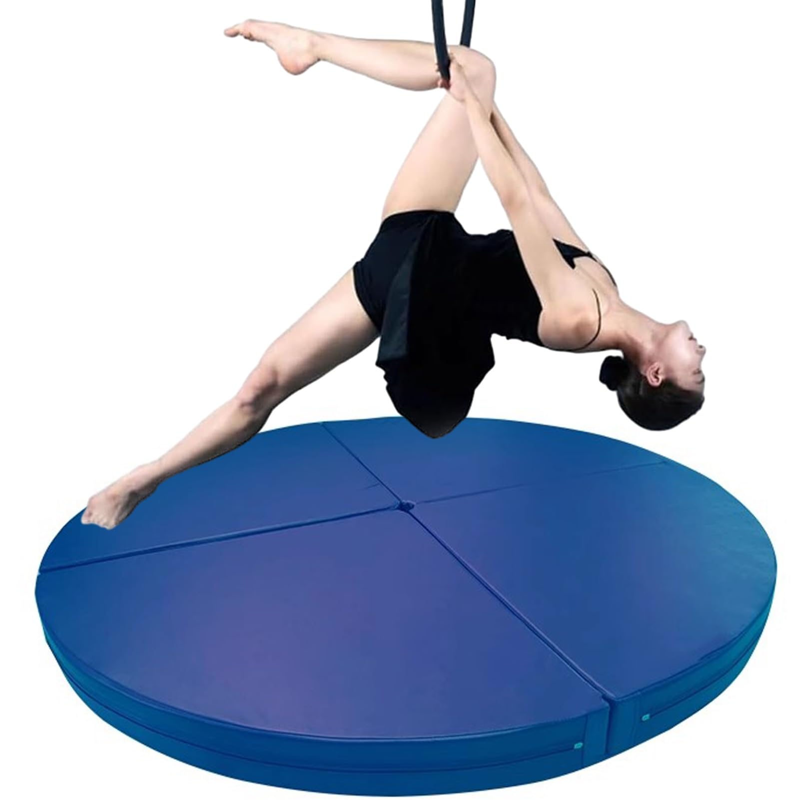 Wjftoday Blue 1 Aerial Hoop Crash Mat - Foldable 160Cm Dance Pad For Gymnastics, Pole Dancing & Yoga, 1/2/4 Inch Thick Epe Foam, Blue Circular Exercise Mat For Home Gym