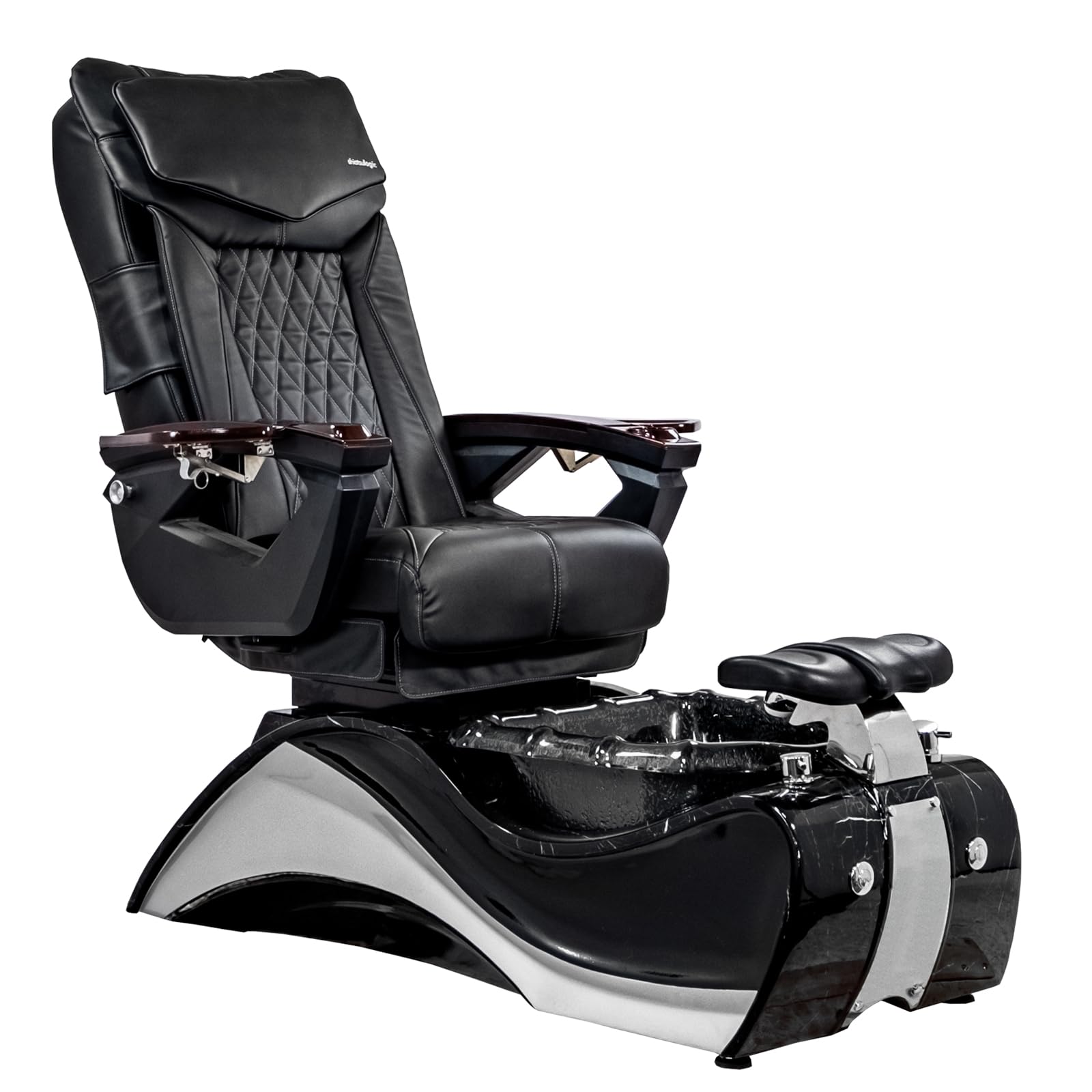FIOR Shiatsulogic Pedicure Chair 18-LX with Discharge Pump Stylish Pedicure Tub with Pipe-Less Magnetic Jet, Black with Marble Trim, Black Coverset