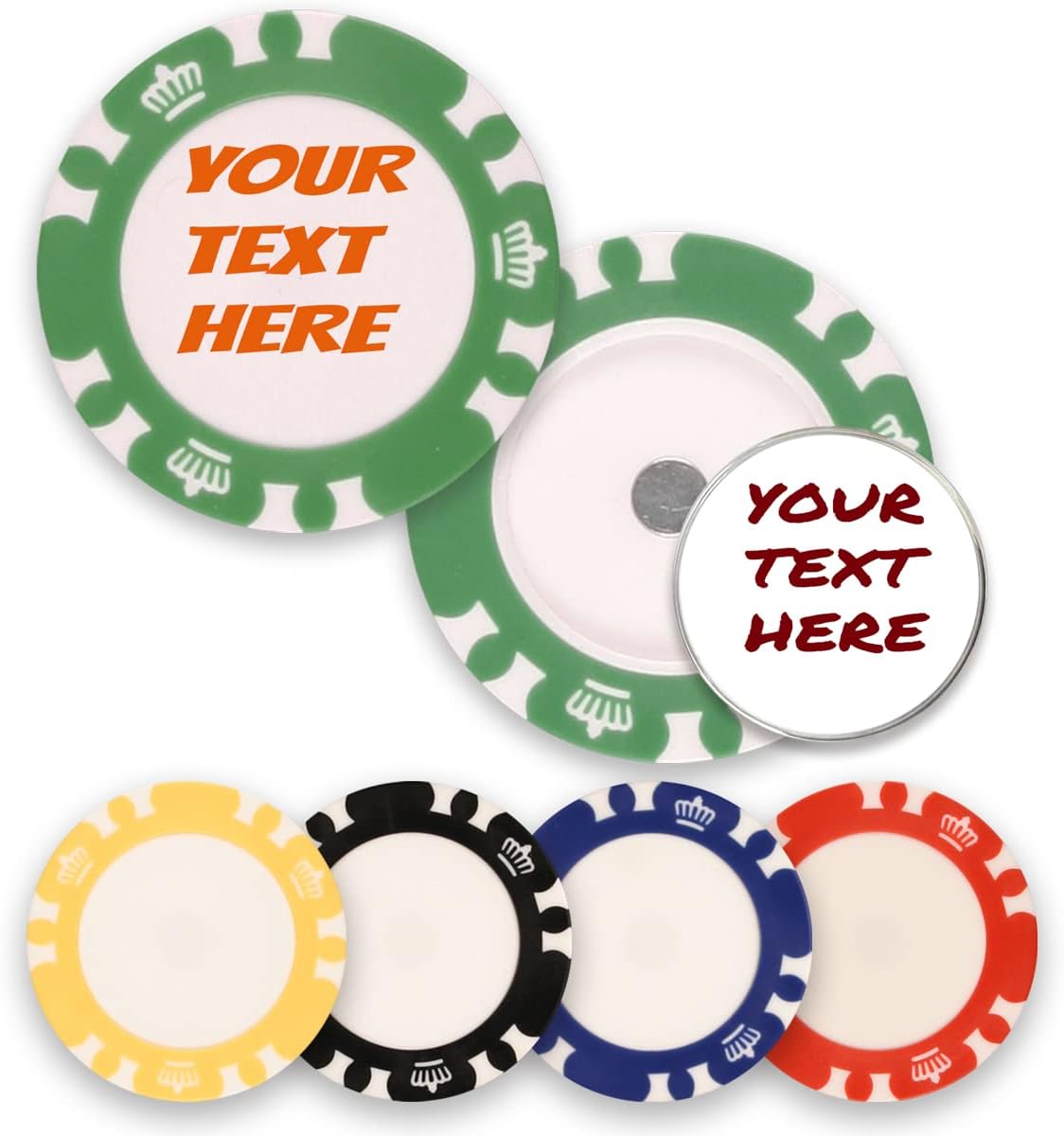 DA VINCI 5 Custom Removable Golf Ball Marker with Magnetic Poker Chip Printed with Your Text