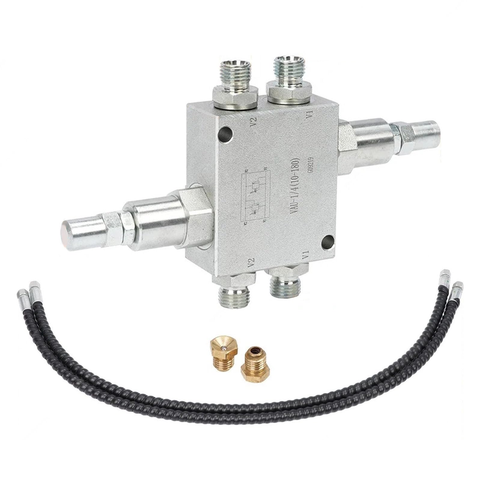 Goshyda Kit de Válvula de Amortiguación de Suave para Miniexcavadora, Junta Roscada M14x1.5 con Manguera Hidráulica de 1/4 de Pulgada, Construcción de Acero de Aleación