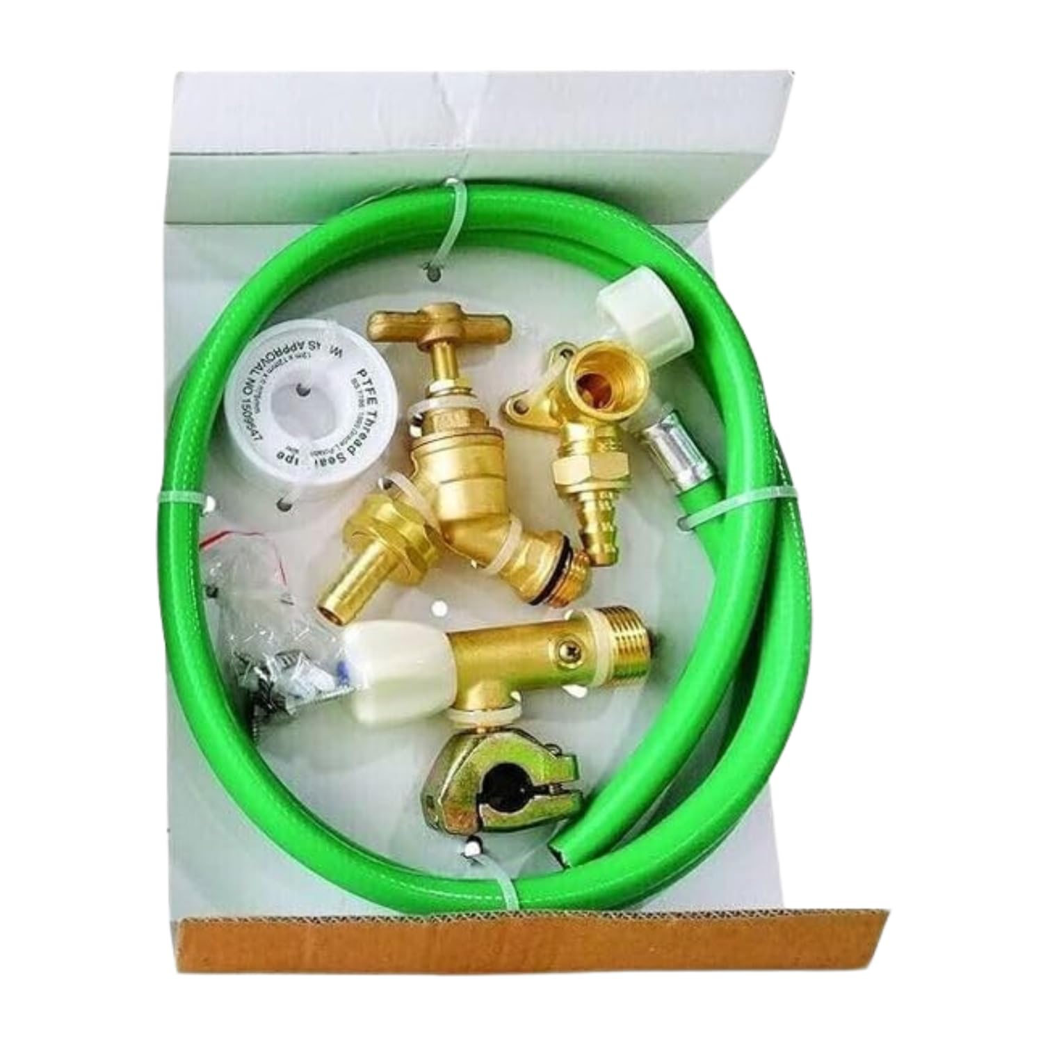 Kit de grifo exterior de latón macizo con tuerca de unión y arandela de goma, tornillos de conector rápido y tapones de pared, adaptador de manguera de bricolaje
