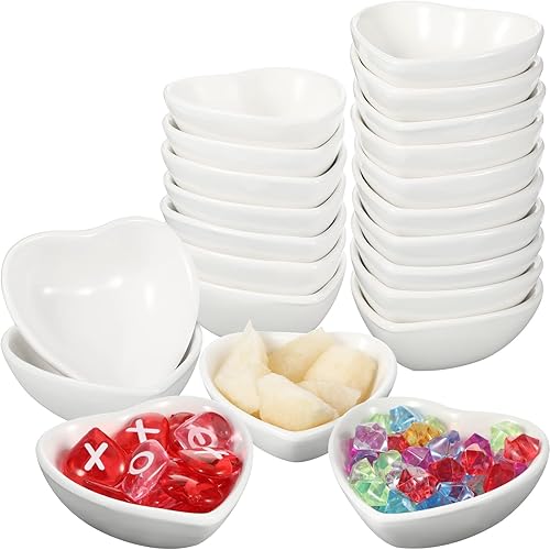Miniatura 1 de 48 platos de cerámica en forma de corazón para el día de San Valentín, cuencos blancos de inmersión profunda, platos lindos para servir bandeja de