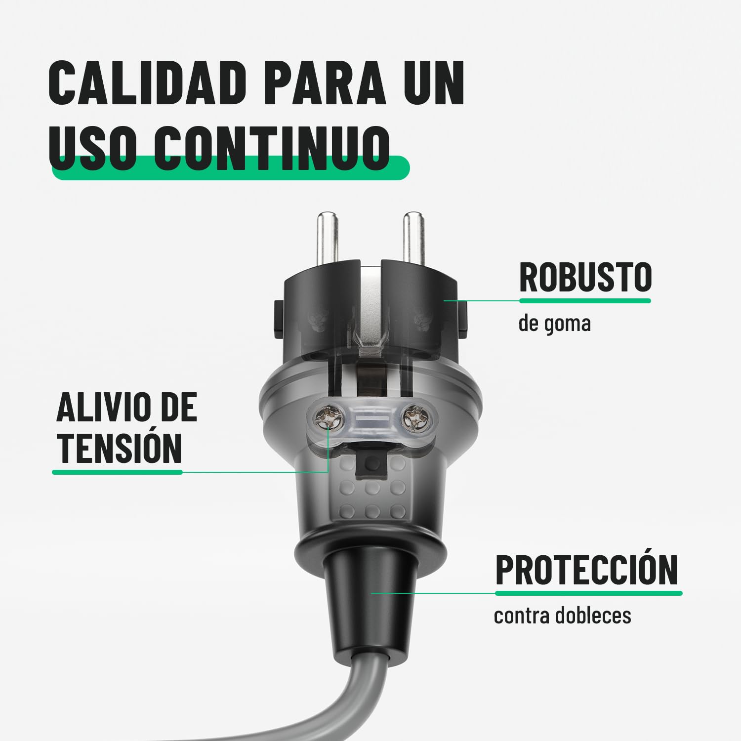 greate 1x clavija enchufe hembra y enchufe macho exteriores de goma con protección contra doblez, 230V, 16A, 3,7kW & IP44
