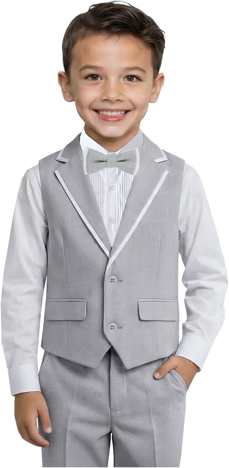 Boys' Suits 4 Piece Set Formal Toddler Dress Shirt Vest Pants Bow Tie Kid Tuxedo Suit Teen Wedding Outfits Boys Clothes