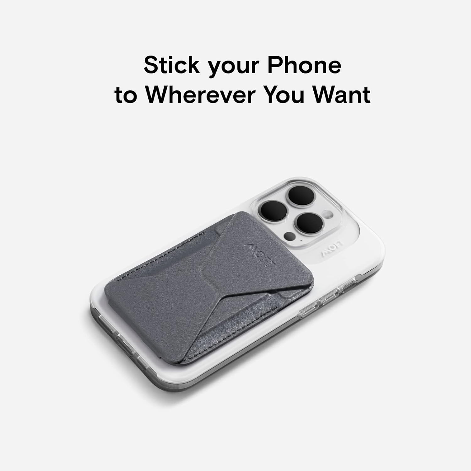 MOFT MagSafe Wallet Stand for iPhone 16/15/14/13/12 Series MagSafe Compatible Phone Stand with 3 Viewing Angles (Cool Gray) - Image 6