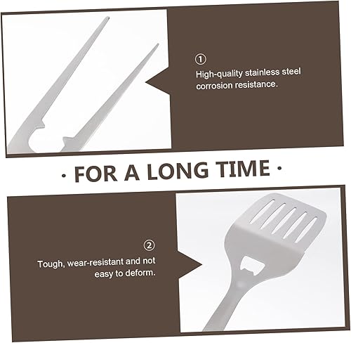 Miniatura 3 de 2 Uds. Espátula para freír, tenedor, pinzas de cocina, cuchara de panadería, pastelería, tenedor, rascador de metal, espátula para barbacoa,