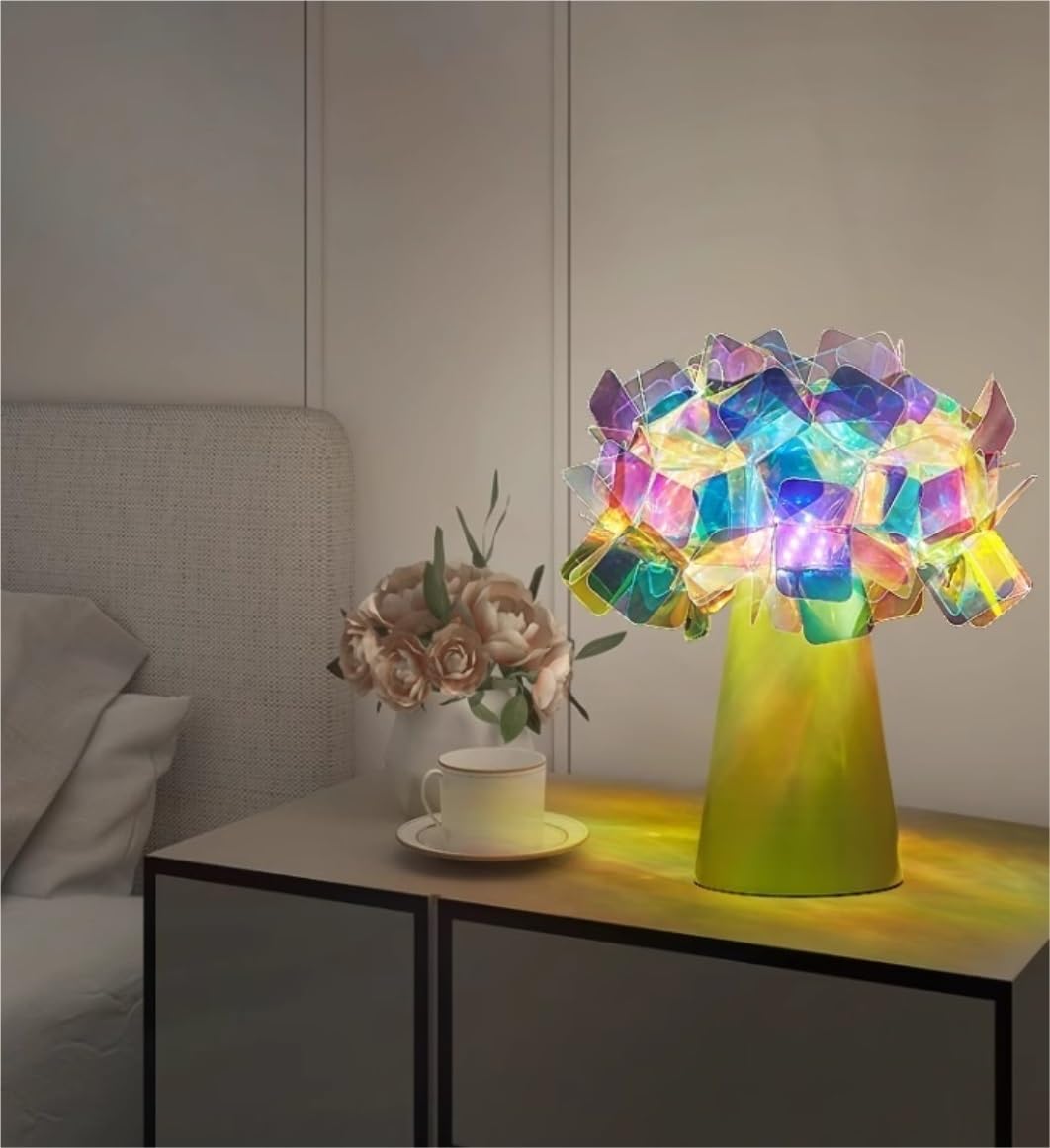 Lampa Stołowa Ładowana Lampka Nocna Żelazna Lampa Stołowa Z Abażurem PCV Kreatywna Do Salonu Sypialnia Do Domowego(Colorful)