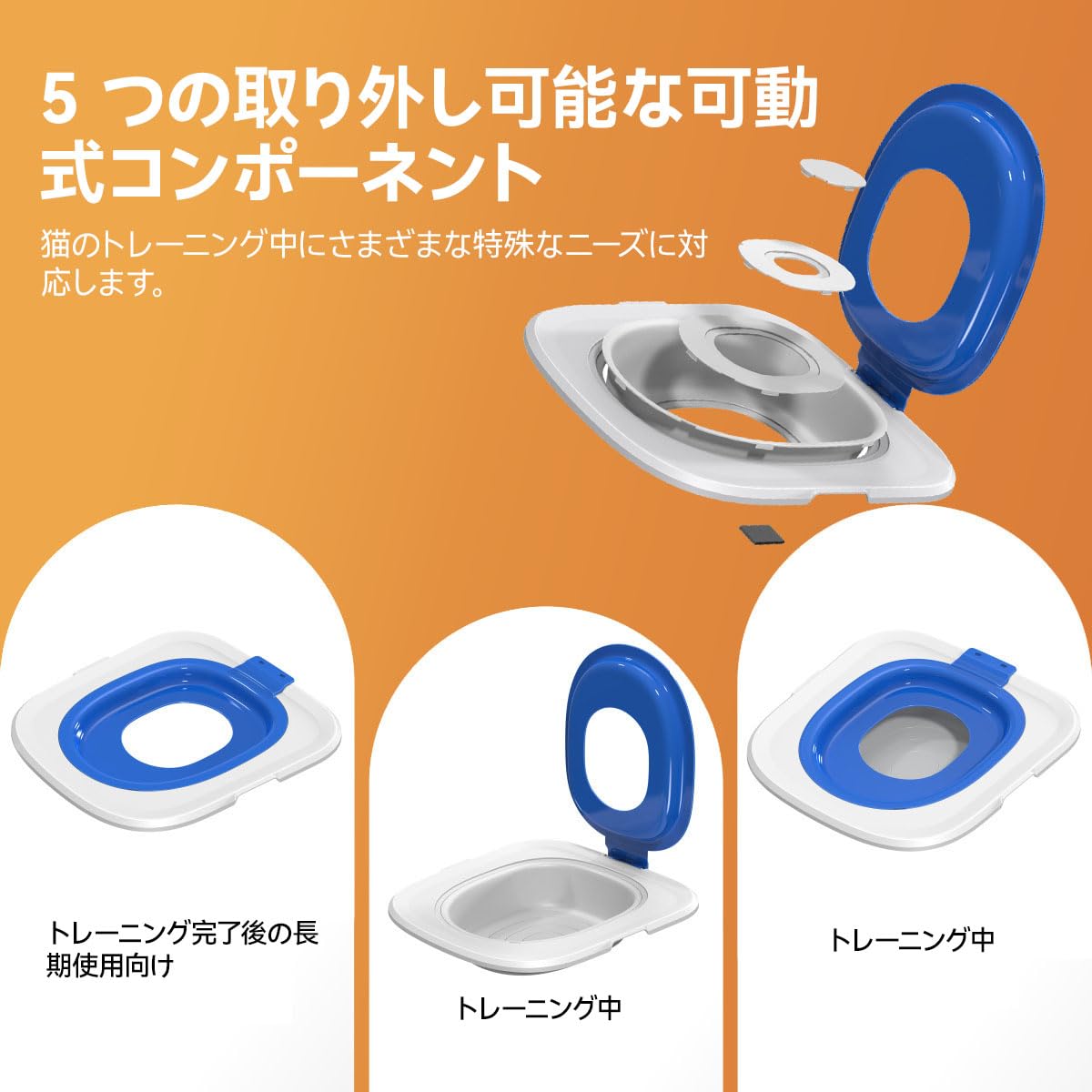 Kit de Entrenamiento de Inodoro para Gatos | Kit de Entrenamiento para IR al baño para Gatos y Caja para Gatos (Azul)
