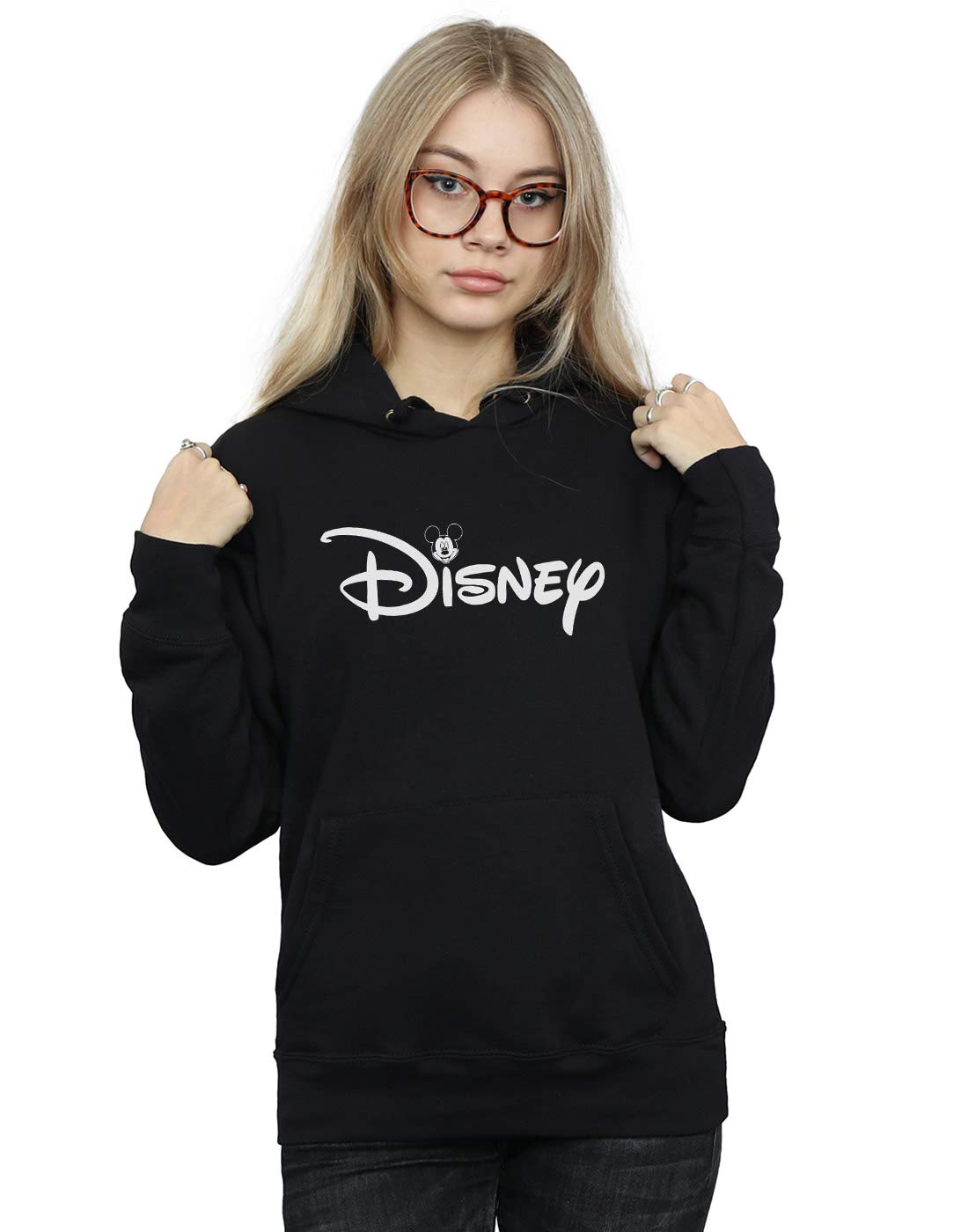 Disney Women's Mickey Mouse Head Logo Hoodie in Black | Size: 2XL