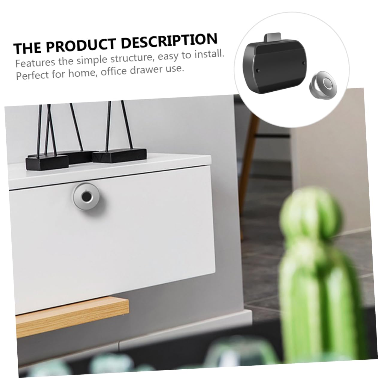 Serrure sans Clé à Empreinte Digitale pour Bureau à Domicile, Verrouillage Sécurisé USB Rechargeable, Alliage D'aluminium et Abs, Adaptée pour Coffre et Meuble