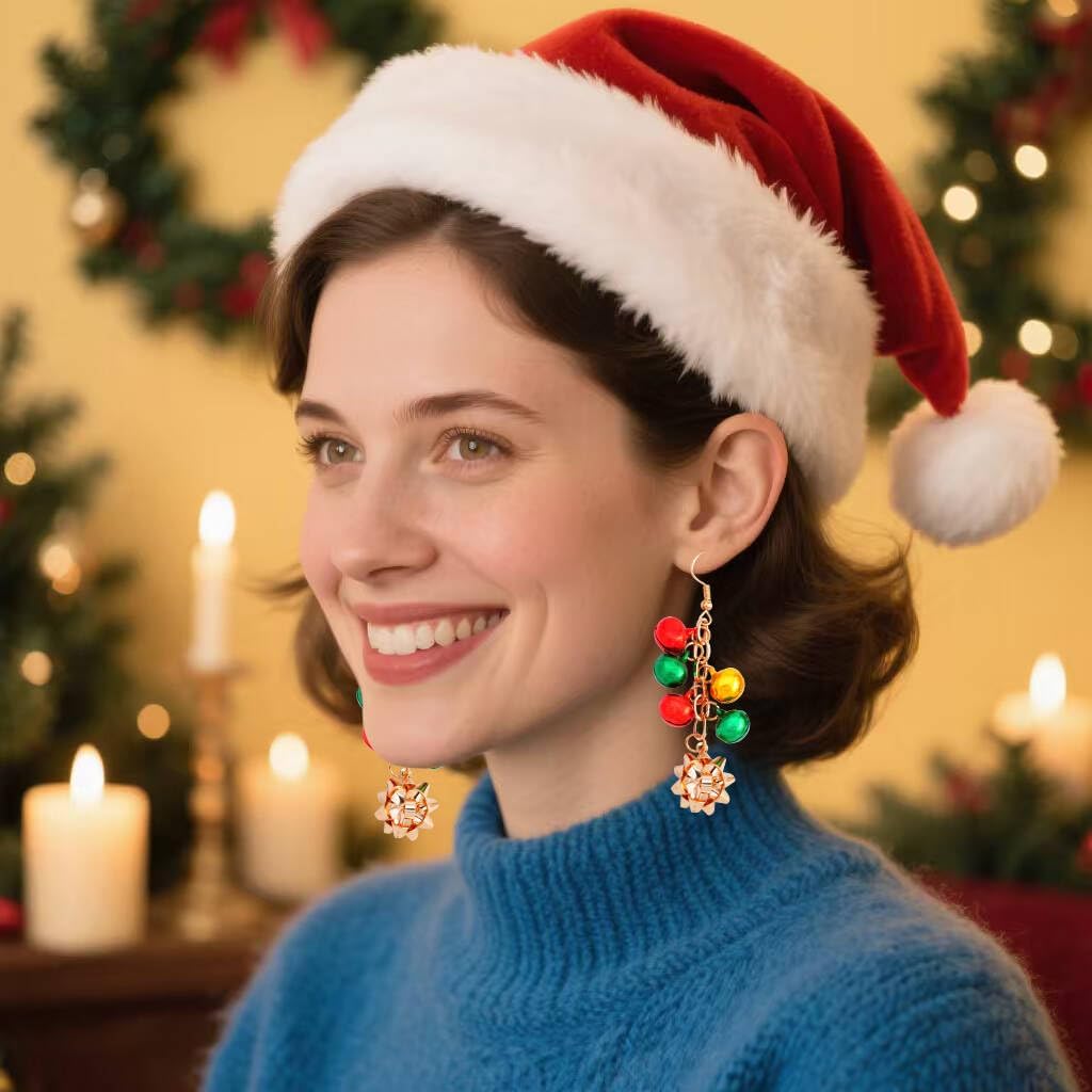 Christmas Earrings Colorful Bell Drop Dangle Earrings for Women Cute Xmas Holiday Costume Jewelry Gifts - Image 3