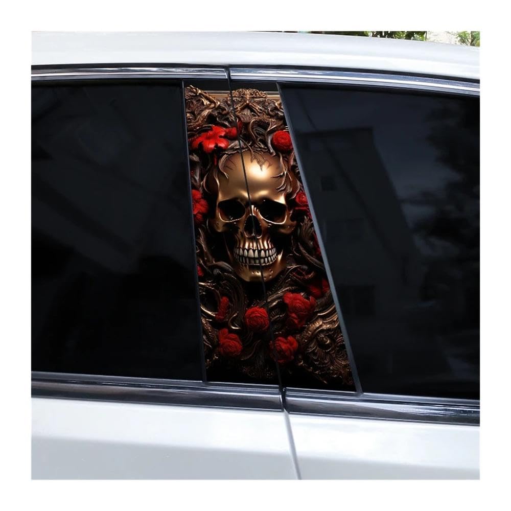 Bertdcx H Skull Sticker Car Door Pillar Diy Personalized Car Window Pillar Cover Scratches Auto Parts(H)