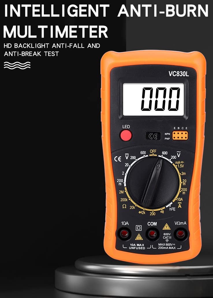 Techtest VC830L Digital Multimeter Handheld Pocket Multi Meter AC/DC Voltage Tester Voltmeter Ohmmeter Electrical Testing Tool with LCD Display — Amazon image 3