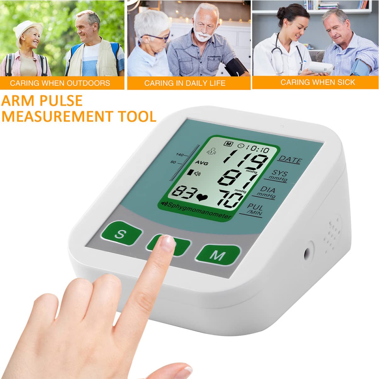Blutdruckmessgerät Scanning mit Elektronisches Großer Oberarm Methode Manschette Abs Material Puls Automatischer Herzschlag Pulsdetektor für Präzise Blutdrucküberwachung zu Hause