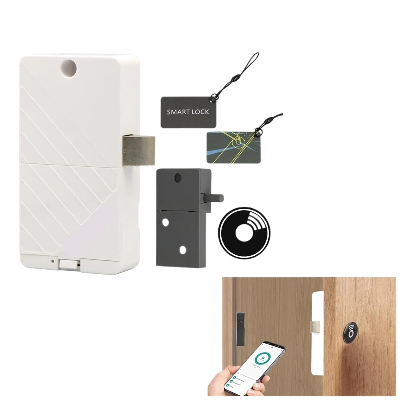 Cerradura de puerta inteligente, Cerradura electrónica de monitoreo remoto Bluetooth con cerradura de huella digital de gabinete de madera inteligente(01)