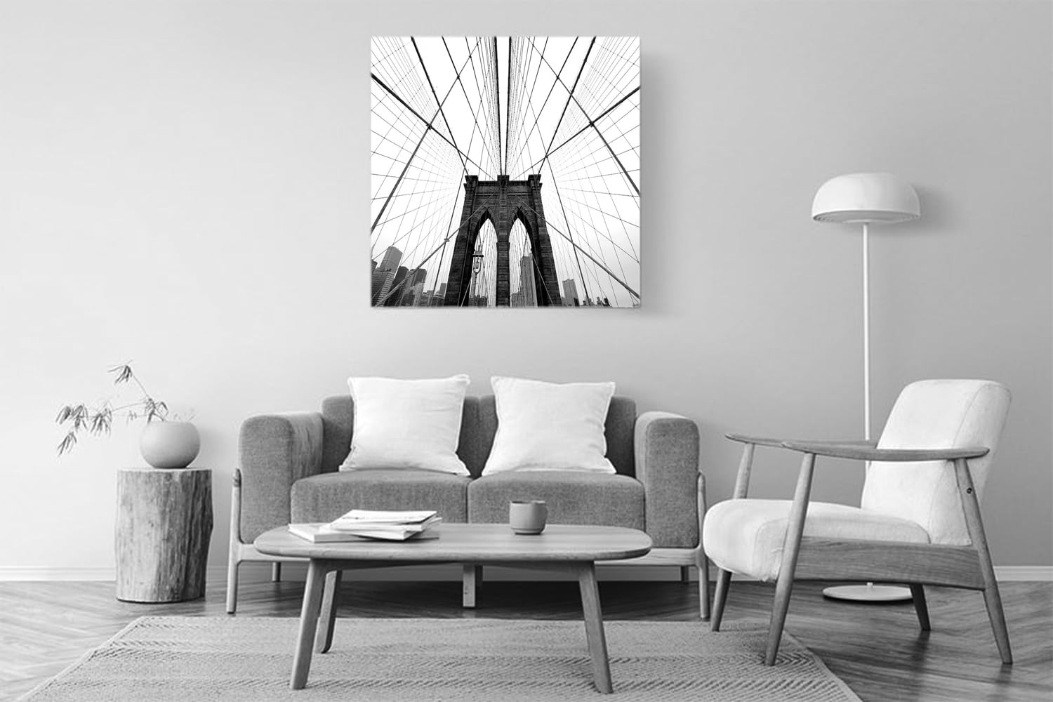 VERRE ART Printed Framed Canvas Painting for Home Decor Office Wall Studio Wall Living Room Decoration (22x22inch Wrapped) - Nyc Brooklyn Bridge