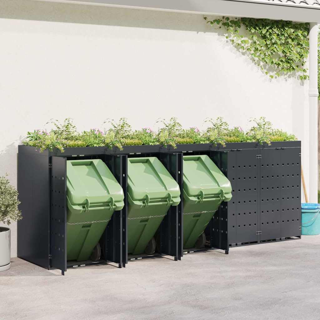 Genérico Almacenamiento de Cubos Wheelie para 5 Cubos Antracita,Casa y jardín,Productos del hogar,Accesorios para contenedores de residuos,Soportes para contenedores de residuos-3394746