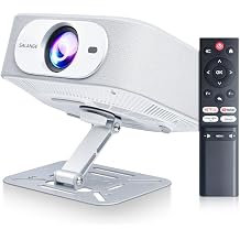 Smart Mini Projector 4K, 1080P Native, Authentic Apps, Electric Focus | Compatible with Netflix, YouTube, PrimeVideo, Auto Keystone, Adjustable stand, Outdoor Movies Proyector with Wifi Bluetooth