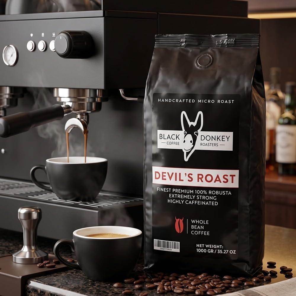 Black Donkey - 1KG Café Natural En Grano (DEVIL'S ROAST) | Extremadamente Fuerte | Altamente Cafeinado