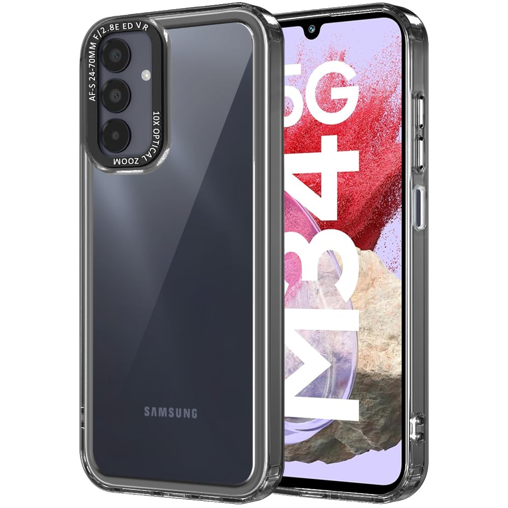 TheGiftKart Hybrid Shockproof Samsung Galaxy M34 5G/F34 5G Back Cover Case | Stylish Camera Border | Plated Buttons | Crystal Clear Hard Back Case for Samsung M34 /F34 (TPU & PC, Smoked Bumper) (B0D6VXFWJ4) Amazon Price History, Amazon Price Tracker