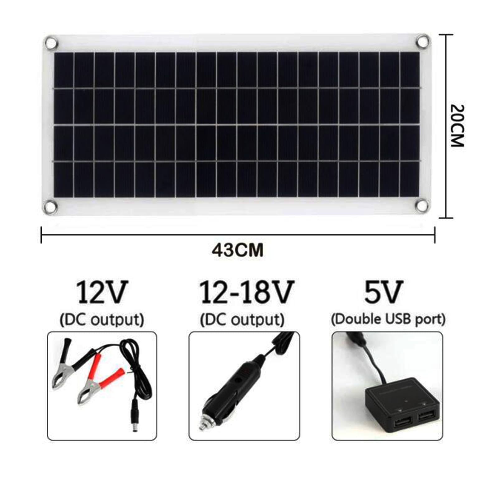Panel słoneczny 1000W Kontroler ogniw słonecznych 12V / 24V Panel słoneczny do telefonu RV Ładowarka samochodowa Zasilacz zewnętrzny