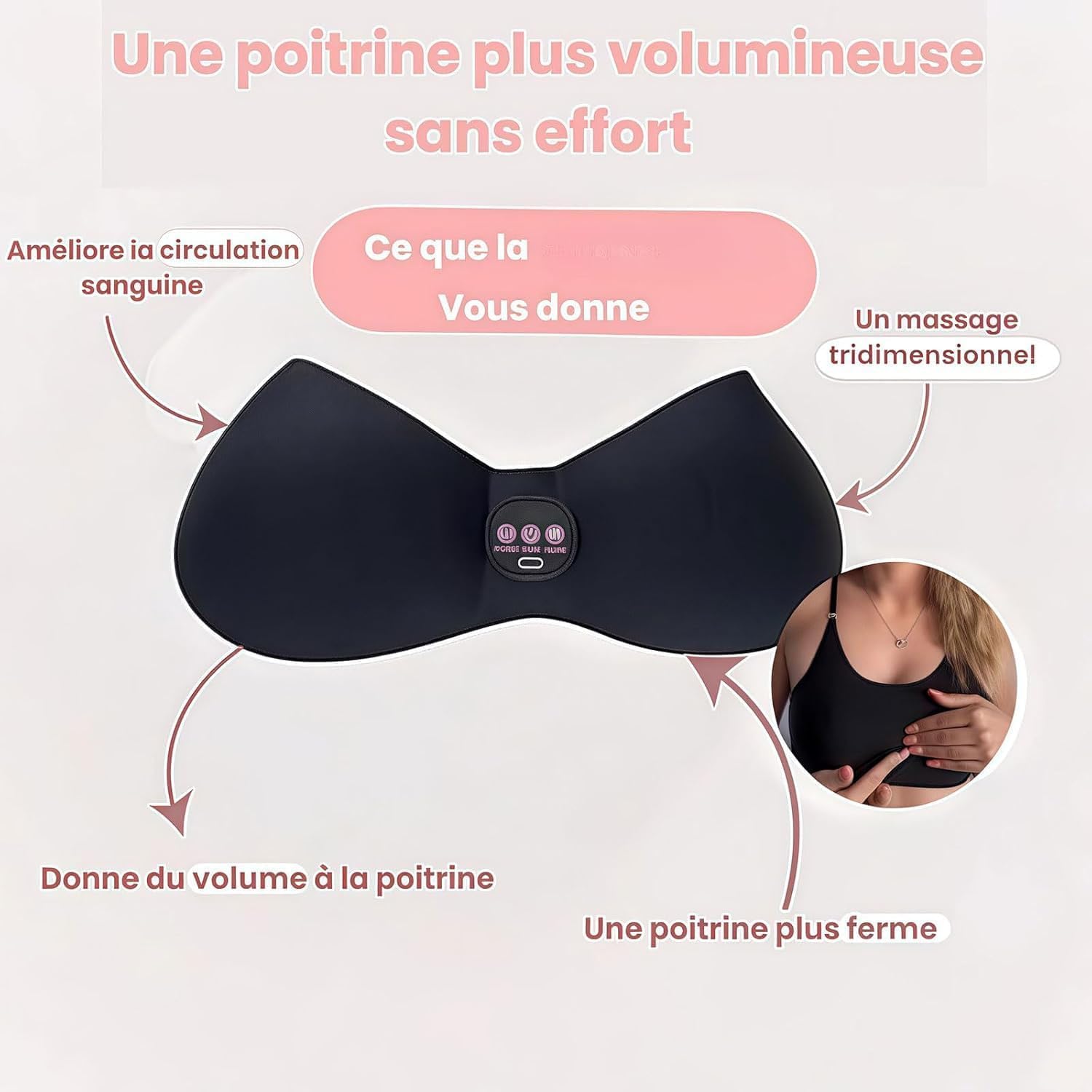 Brassière Massante Curvélla, Masseur Électrique De Massage De 3 Modes, Soutien-Gorge Massage Chauffant Femme, Soutien Gorge Massant, Soulage Douleurs Mammaires