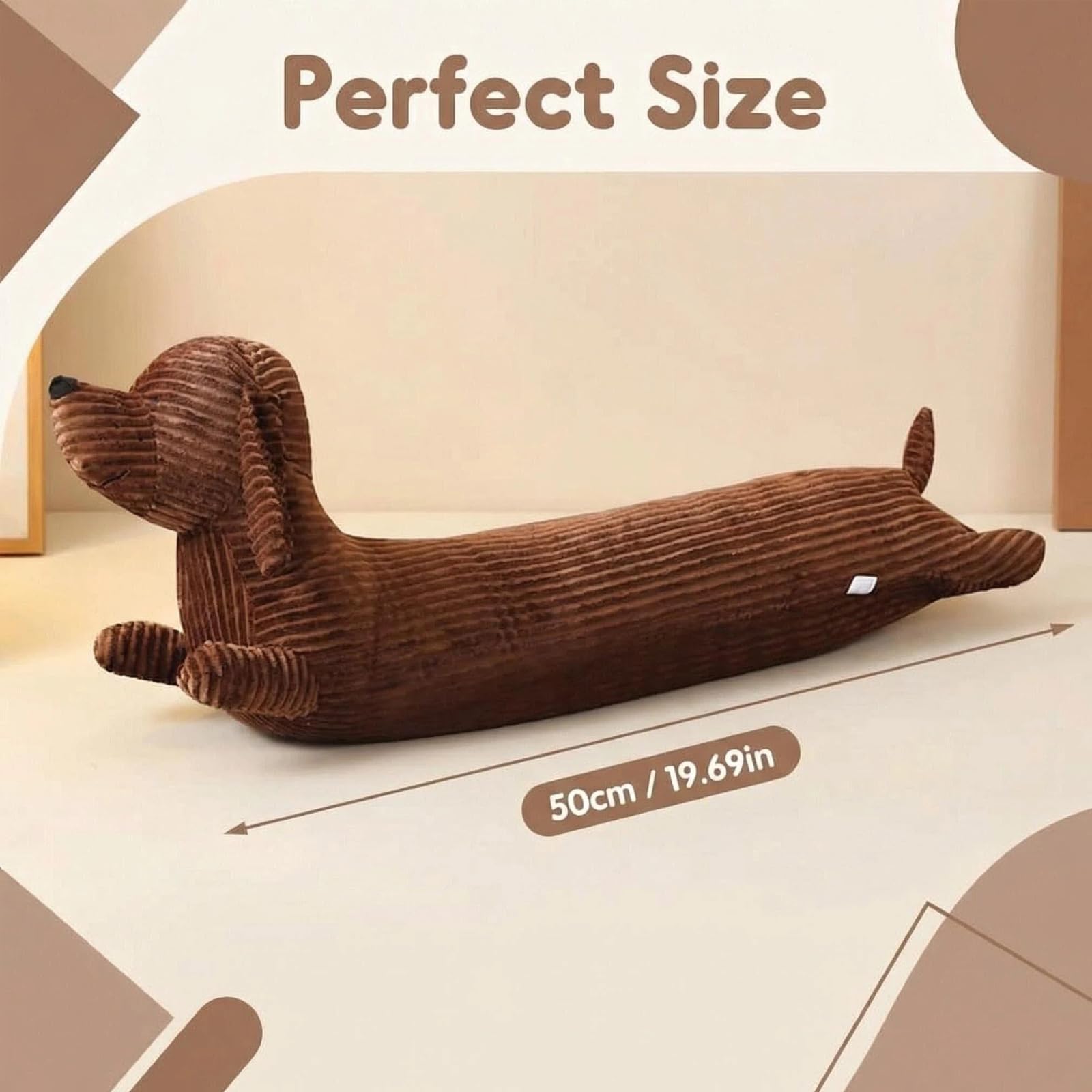 Cuscino a forma di bassotto, 50 cm, lungo in peluche per cani, morbido cuscino per chi dorme sul fianco, per divano, letto, cuscino morbido e regalo per bambini e adulti