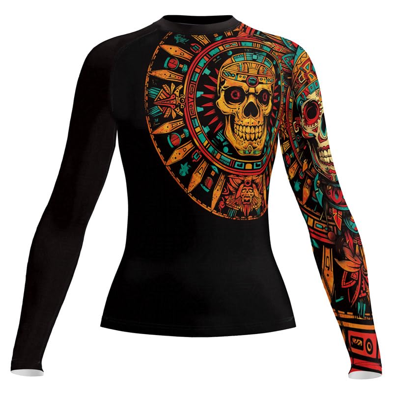 Aztec Women's Jiu Jitsu Rash Guard – High-Performance Long Sleeve Compression Shirt for BJJ, MMA & No-Gi Grappling